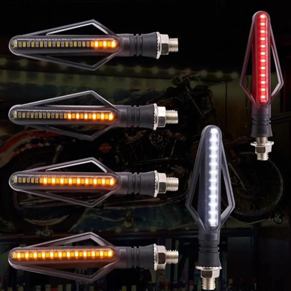 2 шт. 24LED мотоцикл указатели поворота Индикатор мотоцикла стример мигающий противотуманный фонарь мото задние тормозные фонари Янтарный красный белый