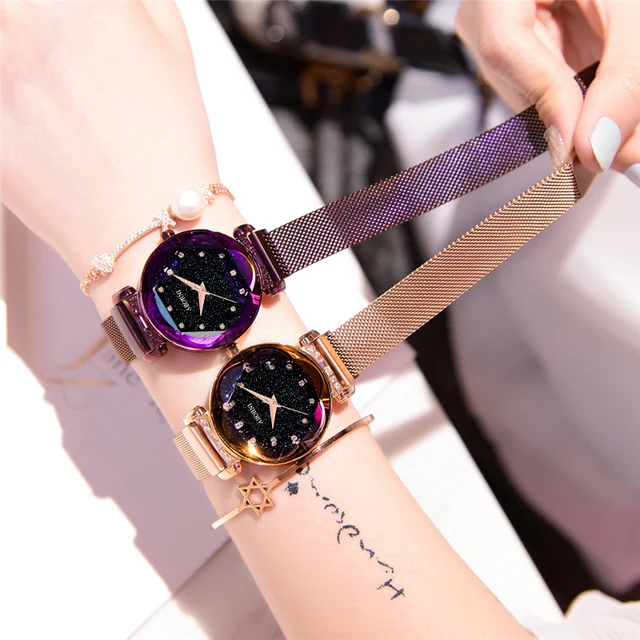 2019 Luxury starry sky Women Watches Rose Gold Bracelet Rhinestones Quartz Ladie 2019 Luxury starry sky Women Watches Rose Gold Bracelet Rhinestones Quartz Ladie