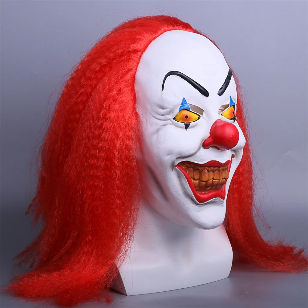 Red Stephen King's It Mask Cosplay Horrible Clown Pennywise Halloween Mask Latex Halloween Party (5)