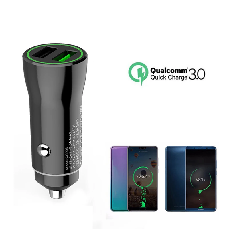 

Fast Car USB Charger Quick Charge 3.0 2.0 Dual Charging Ports Auto LED Adapter Mobile Phone Charger