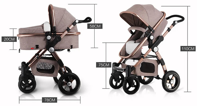 Роскошная детская коляска 3 в 1 с автокреслом с высоким пейзажем, коляска для новорожденных, дорожная система, складная детская коляска 2 в 1, тележка