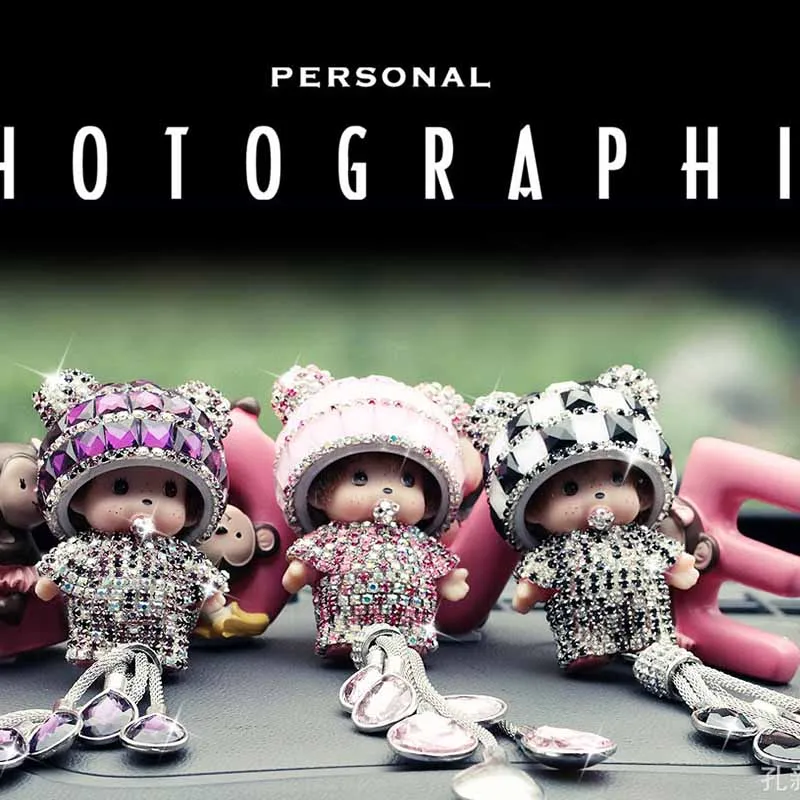  Car pendant doll crystal pendant car rearview mirror cartoon decoration pink water drill Pendant Gi