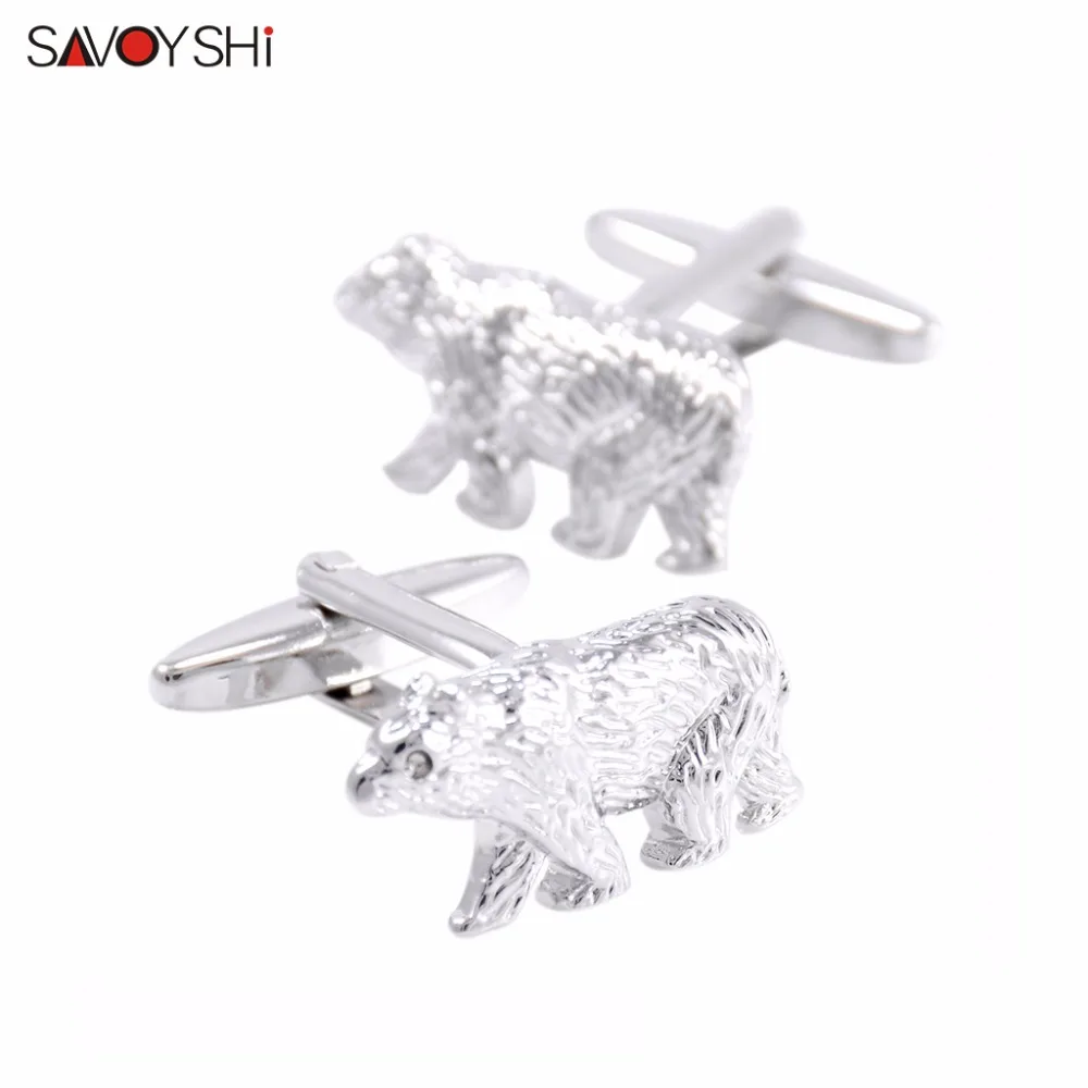 

SAVOYSHI Fashion Polar Bear Cufflinks for Mens Shirt Cuff bottons High quality Brand Novelty Animal Cufflinks Men Jewelry