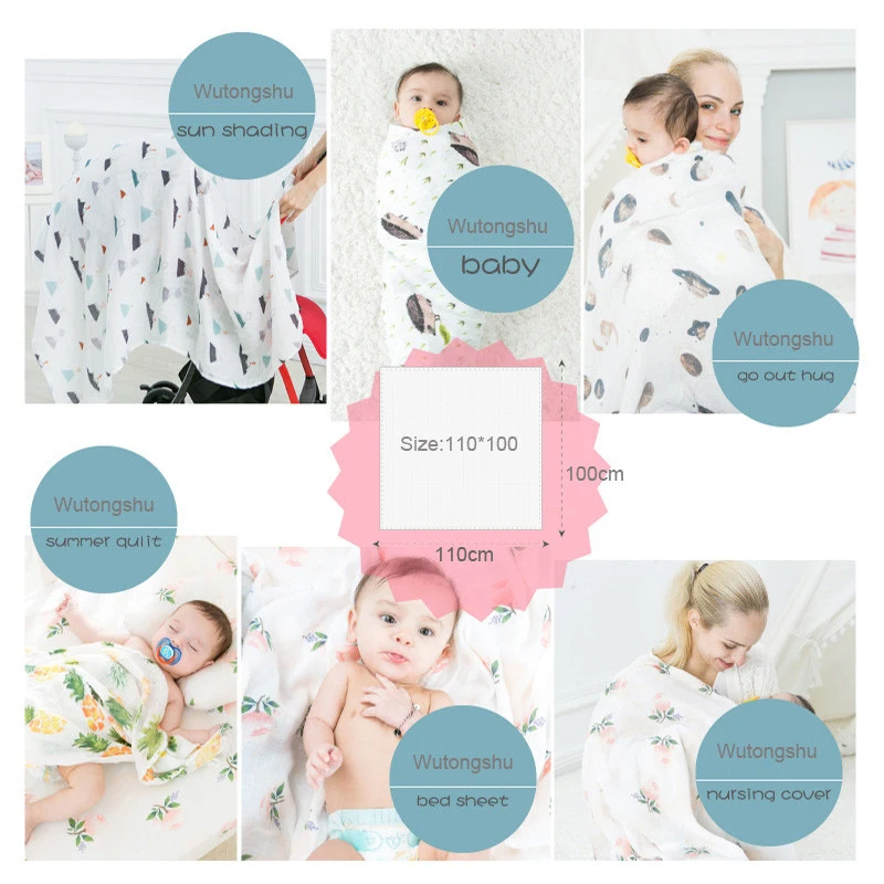 Organic-Cotton-Muslin-Swaddle-Blanket-baby-Gauze-Bath-Towel-Sleeping-Bed-Supplies-Hole-Wrap-Infant-Baby