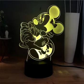 

Children's Day Gift Cartoon 3D Minnei Mouse Acrylic Luster LED 7 Color Change Decor Warm Mood Room USB Base Night Light Kids Toy