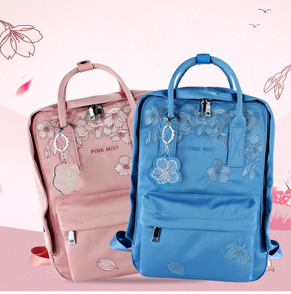 Flor princesa bordado mochila feminina 14
