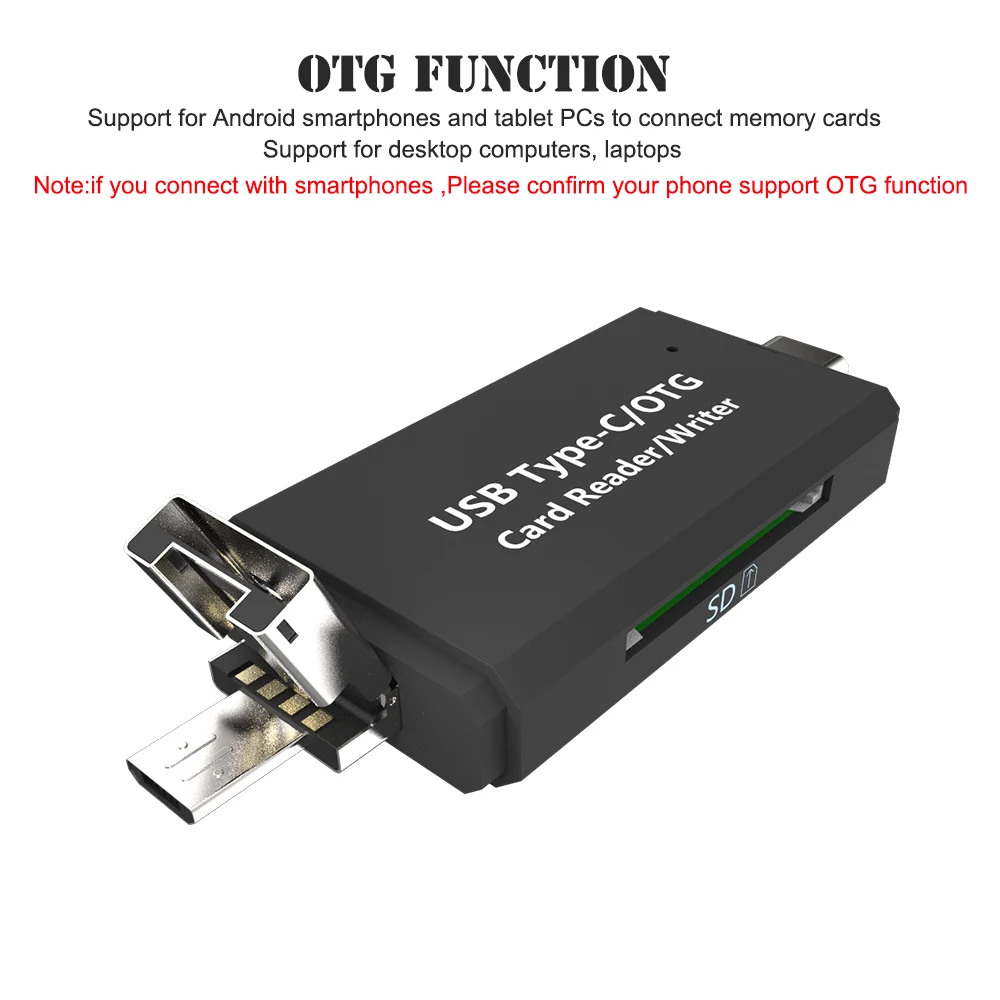 Тип C и Micro USB OTG карта адаптер 3 в 1 USB-C-ридер флэш-накопитель TF разъем для чтения для мобильного телефона ПК Mac компьютера