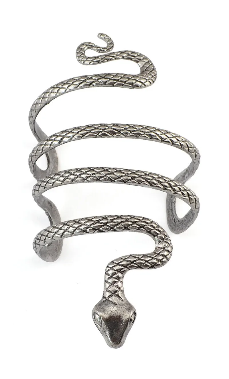 

1pc Indiana ethnic womans tibetan bangle vintage silver evil snake open cuff arm armlet wide bracelet womens jewelry