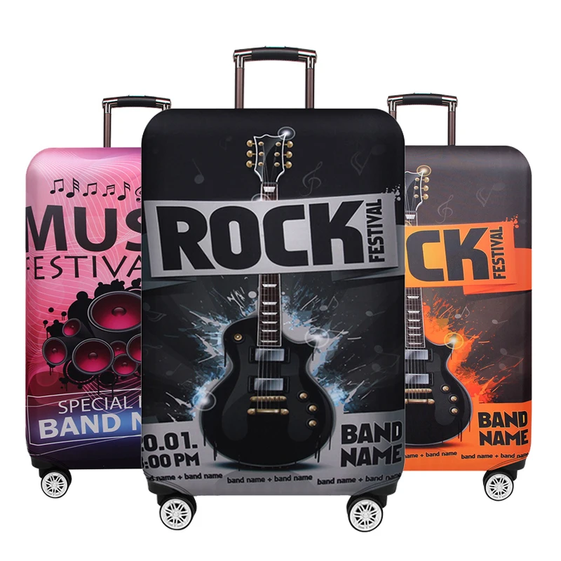 Rock Guitar pattern luggage protector suitcase elastic covers Trolley