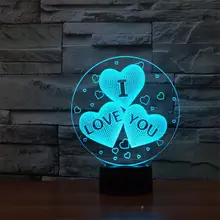 Magical Optical Illusion 3D LED Night Light USB Table Lamp Novelty Atmosphere Light with Touch Botton a Gift for Valentine’s Day