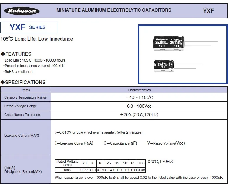 10 шт. 1000 мкФ 10V Rubycon YXF серии 10x16 мм низкое сопротивление долгий срок службы 10V1000uF Алюминий электролитический конденсатор с алюминиевой крышкой