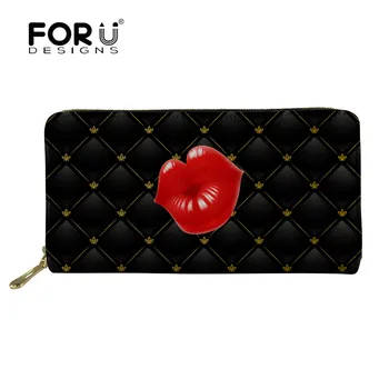 

FORUDESIGNS Leather Long Wallet Women Sexy Lip Pattern Purse for Ladies Phone Money Bag Credit Card Holders Clutch Cartera Mujer