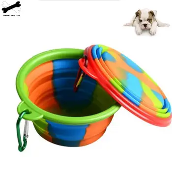 

1Pcs Portable Travel Bowl Dog Feeder Water Food Container Silicone Small Mudium Dog Pet Accessories Folding Dog Bowl Outfit