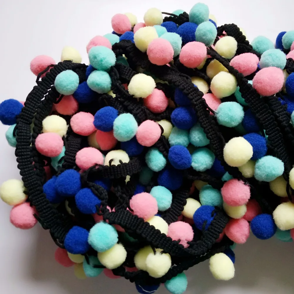 2017 Hot Black Pom Pom Lace Trim Fringe Balls For Diy Sewing