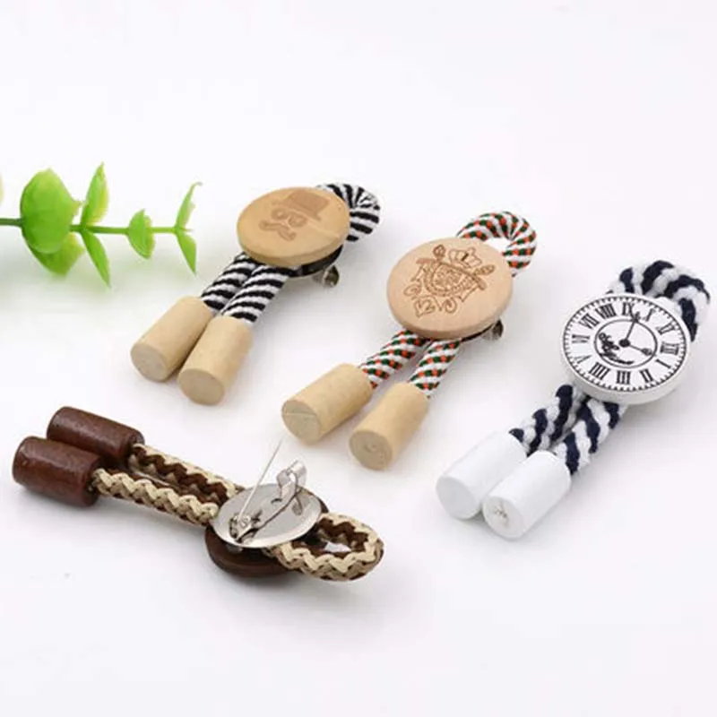 

1pc Wood button hand-knitted rope button clothing decorative pin button