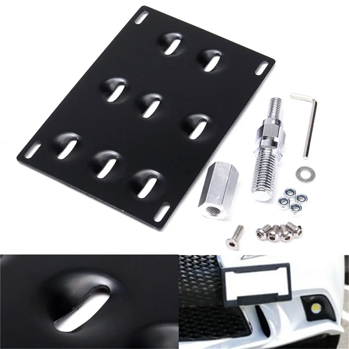 

Front Bumper Tow Hook License Plate Mounting Bracket Holder For Nissan /Infiniti
