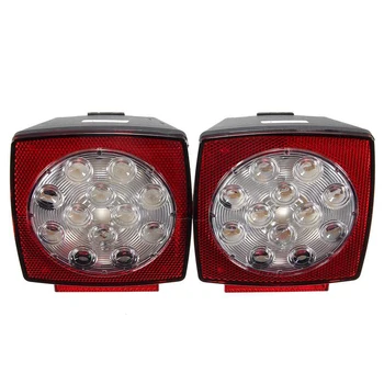 

1Pair Car Rear Tail Lights Stop Brake Lamp with License Plate Light for 12V Truck Trailer RV
