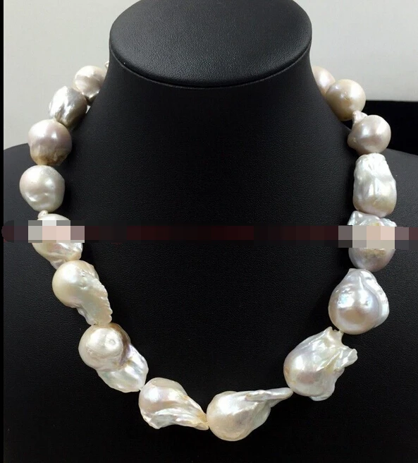 

Jewelr 006154 REAL HUGE SOUTH SEA WHITE BAROQUE PEARL NECKLACE