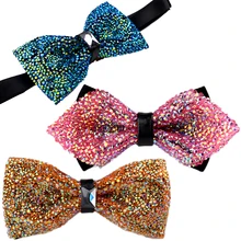 Новое поступление, новинка, мерцающие галстуки-бабочки на Рождество и день рождения, вечеринки и джентльмена, шоу, регулируемый галстук-бабочка, высокое качество, Pu узел