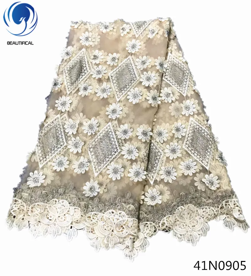 

Beautifical lace fabric 3d african lace fabric 3d flowers with rhinestones guipure lace fabric 3d materials 5yards per lot 41N09