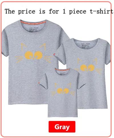 1Piece Matching Mother Daughter Clothes Cute Cat Print Family Look Family Matching Parent-child Outfit Ma e Filha Mommy T-shirts