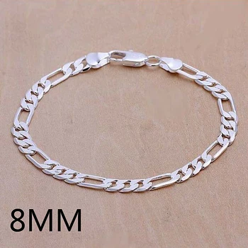 

50pcs Fashion Silver jewelry Men jewelry 8MM bracelets Chain jewelry wholesale bracelet Free shipping