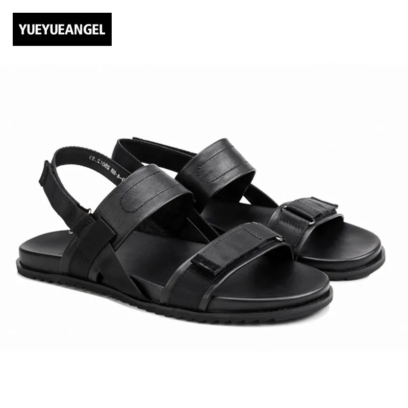 

Vintage Rome Outside Men Beach Sandals Casual Ankle Strap Gladiator Luxury Genuine Leather Male Shoes Platform Open Toes Sandals