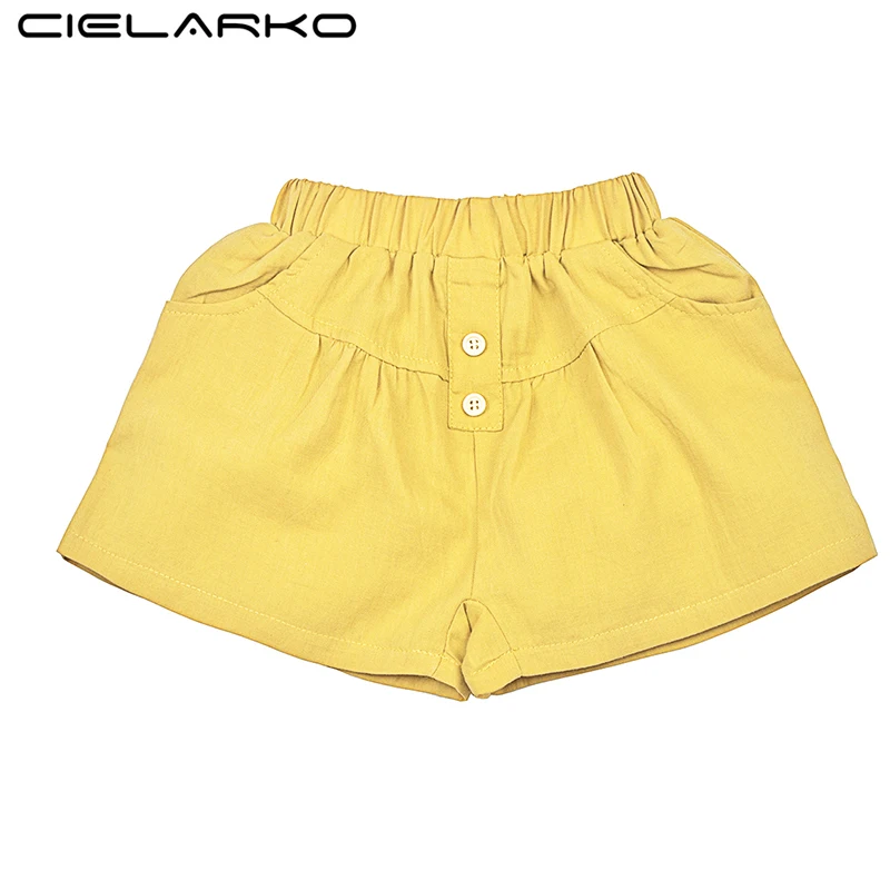 Cielarko Girls Shorts Kids Summer Solid Cotton Casual Short Pants Baby