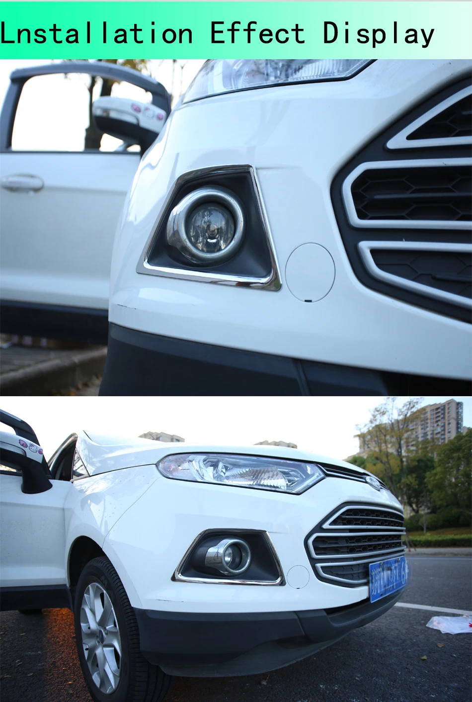 Жеребенок сжигание ABS Хромовая автомобильная пленка головы противотуманных фар фары крышка Накладка Стикеры для Ford Ecosport 2013 аксессуары