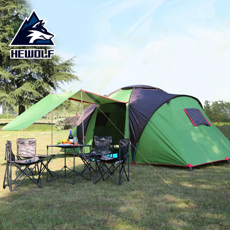 

Waterproof Outdoor Camping High quality 5-8 person one hall two bedroom windproof camping Hiking beach family tent