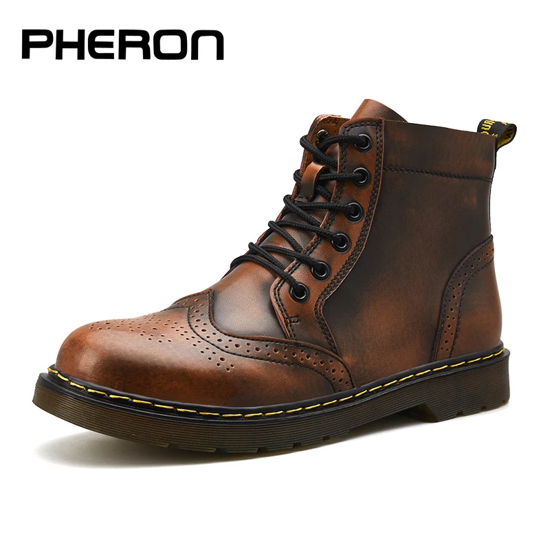 

High Quality Genuine Leather Men Boots Winter Waterproof Ankle Boots Riding Boots Outdoor Working Snow Boots Men Shoes