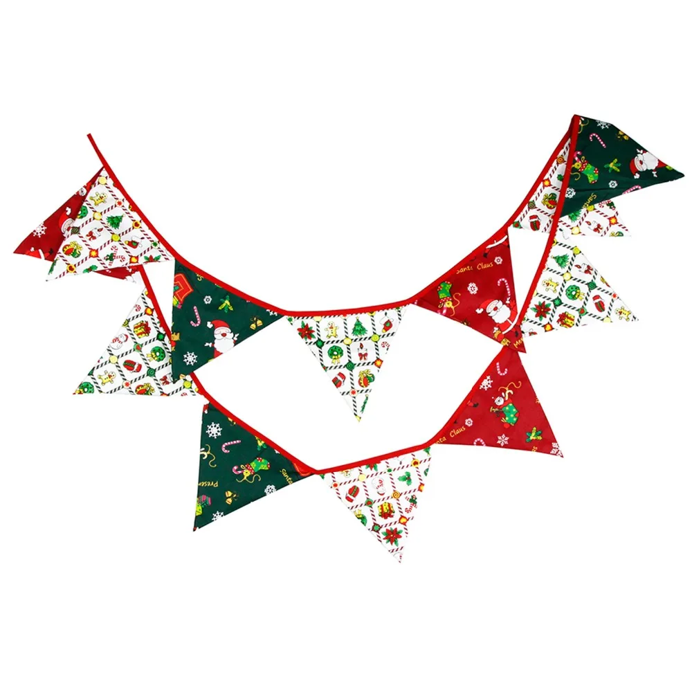 12 флагов-3,2 м хлопковый Рождественский Декор тканевой баннеры вечерние гирлянды для декора комнаты украшения сада
