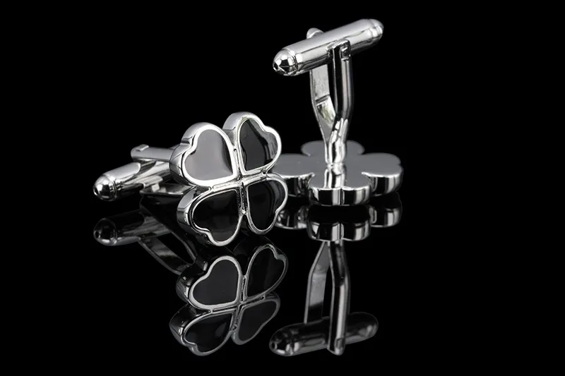 Cufflinks High Quality New Custom Super lucky four leaf clover cufflinks for men shirt accessory party gift