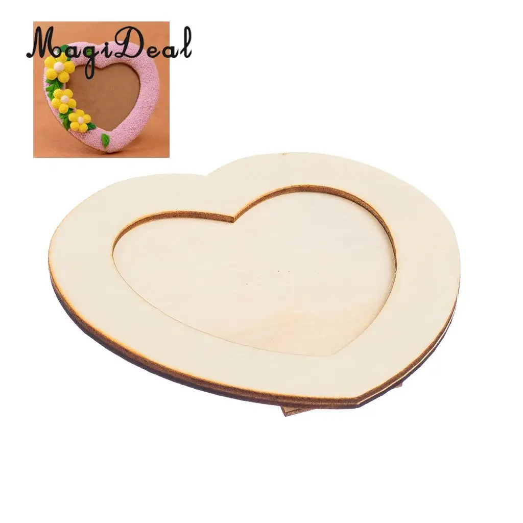 MagiDeal Wooden LOVE HEART Photo Frame DIY Picture Frame Art Craft Base Photo Frame Wedding Child Birthday Gift