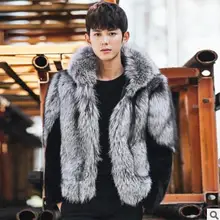 Всесезонные мужские пальто большого размера с капюшоном на зиму и осень из искусственного меха, мужская верхняя одежда из лисьего меха, куртки из искусственного меха, пальто K128