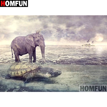 

HOMFUN Full Square/Round Drill 5D DIY Diamond Painting "Animal Elephant" Embroidery Cross Stitch 5D Home Decor Gift A16561