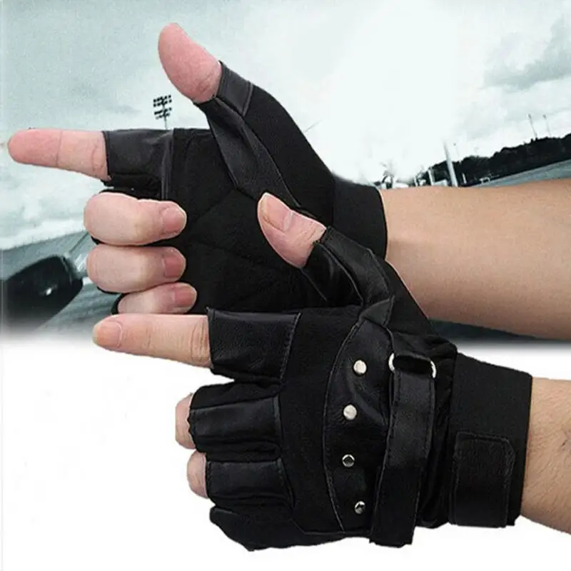 Мужские перчатки без пальцев на запястье с половинным пальцем Унисекс Взрослые митенки без пальцев из искусственной кожи мужские перчатки
