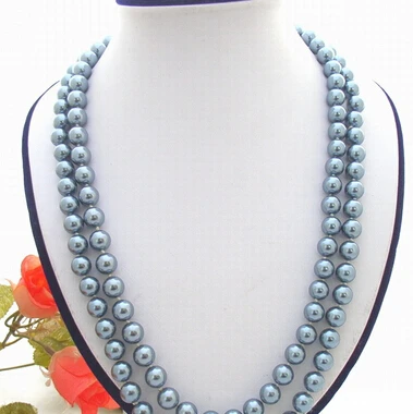 

huij 003600 52" Black Sea Shell Pearl Necklace