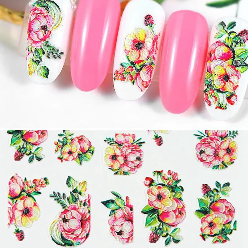 

24 Designs Flower Butterfly 5D Self Adhesive Embossed Nail Stickers Engraved Nail Water Decals DIY Summer Decor Nail Sticker