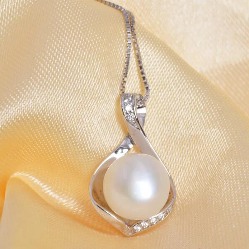 ASHIQI Подвеска из натурального пресноводного жемчуга ожерелье Настоящее 925 пробы Серебряная цепочка Ювелирные изделия подарок для женщин