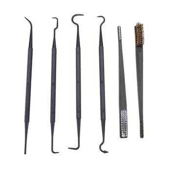 

6Pcs Exquisite Tactical Rifle Gun Cleaning Needles Hooks + Brush Nylon Hunting Cleaner Tool Black Color