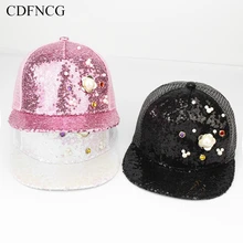 CDF Лето Snapback Поп хип хоп бейсбольная сетчатая Кепка бант Жемчуг Кружева блесток солнце папа шляпа для женщин уличная Casquette Gorras