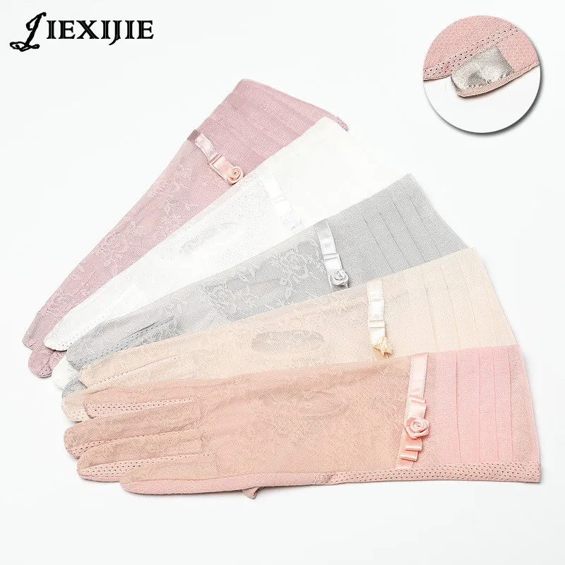 

Fashion lace touch screen gloves Cover UV Sun protection Women's summer long section driving outdoor car riding cooling glove