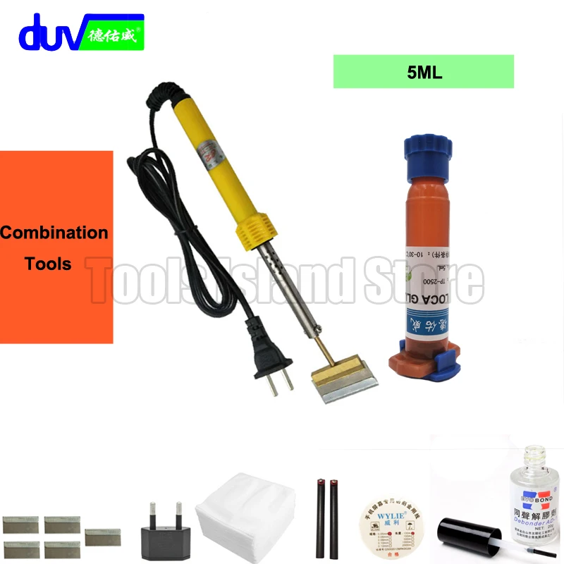 

DUV TP -2500 UV glue Optical Clear Adhesive dispergator + solder iron Hot Blade Decal Remover glue LCD touch screen repair
