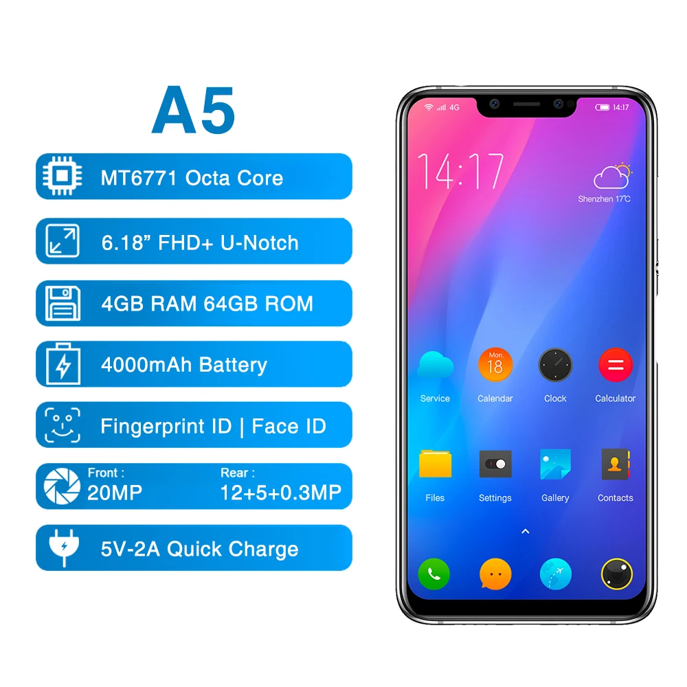 2018 original Elephone A5 smartphone P60 MT6771 Octa-Core 6.18\