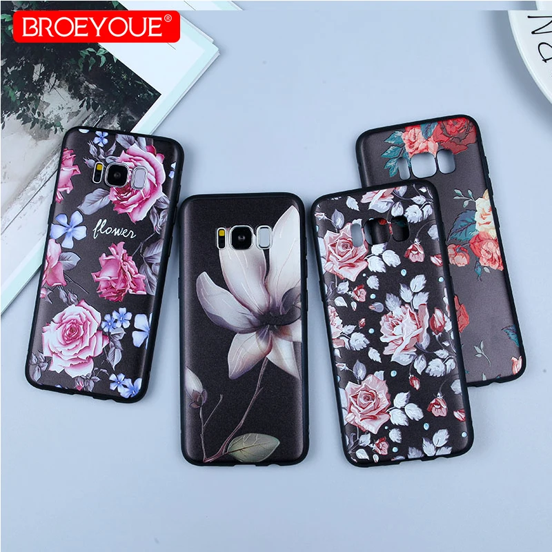 

BROEYOUE Floral Cases For Samsung Galaxy A5 2017 S8 S9 Cases For J5 Note 8 A7 S8 Plus A6 S7 Edge Soft TPU Covers For A3 A5 J7 J3