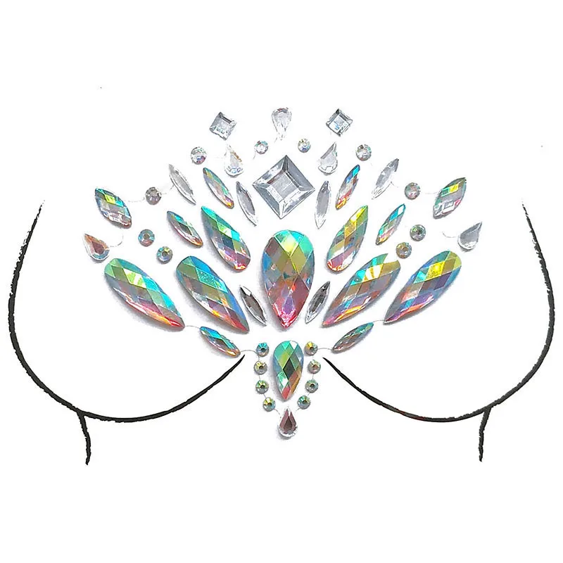 Shellhard 12 Styles Adhesive Sticky Gems Sticker Makeup Face Boob Jewel Crystal Festival Gems Party Makeup Stickers For Body Art