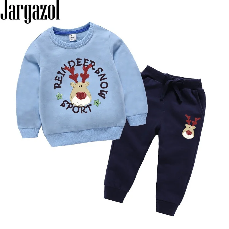

Jargazol Girls Clothes Autumn Long Sleeve Tops&pants Boys Clothes Cartoon Deer Letter Printed Christmas Toddler Kids Clothing