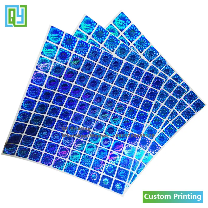 10000pcs 19x19mm 무료 배송 사용자 정의 인쇄 블루 호 일 홀로그램 스티커 3D 블루 레이저 홀로그램 이름 로고 보안 인감 레이블