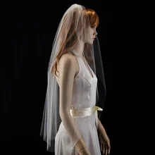 Лидер продаж высокое качество тюль с Свадебные вуали с каймой с расческой Белый Кот один ярусов свадебная вуаль свадебные аксессуары вэу-де-noiva